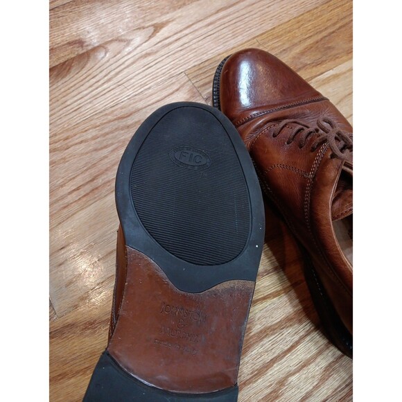 Johnston & Murphy Passport 10W Brown Leather Cap Toe Derby Oxford Shoes Italy - Picture 11 of 11